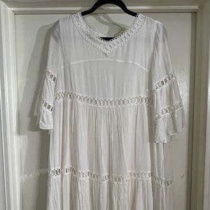White Listicle Eyelet Dress